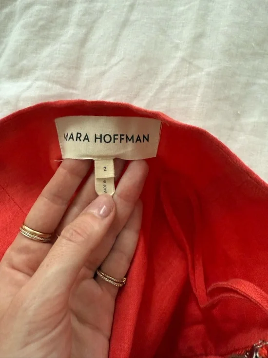 Mara Hoffman Coral Tie-Front Strapless Linen Crop - Picture 5 of 5